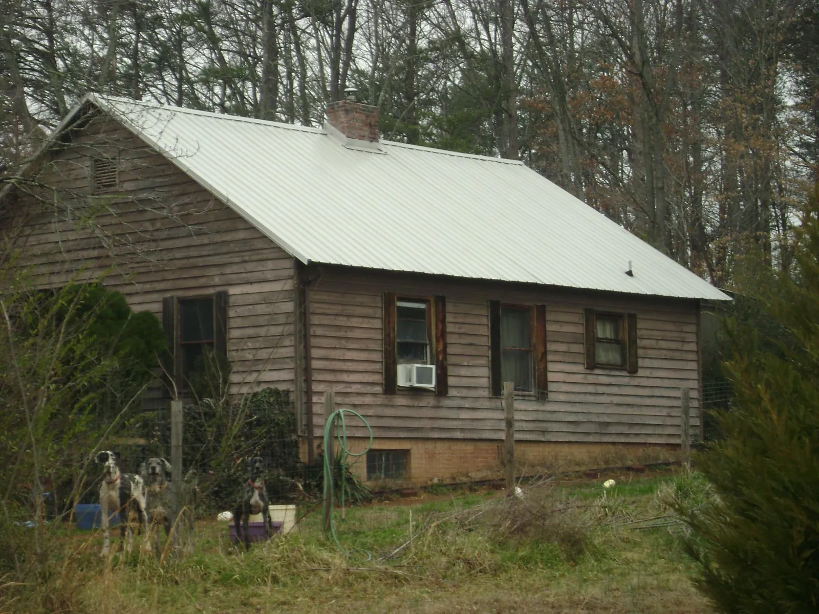 White metal roof on an old wood sided farmhouse, from a Metal Roof Installation job in Campaign